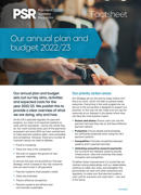 PSR Annual Plan 2022 23 Factsheet