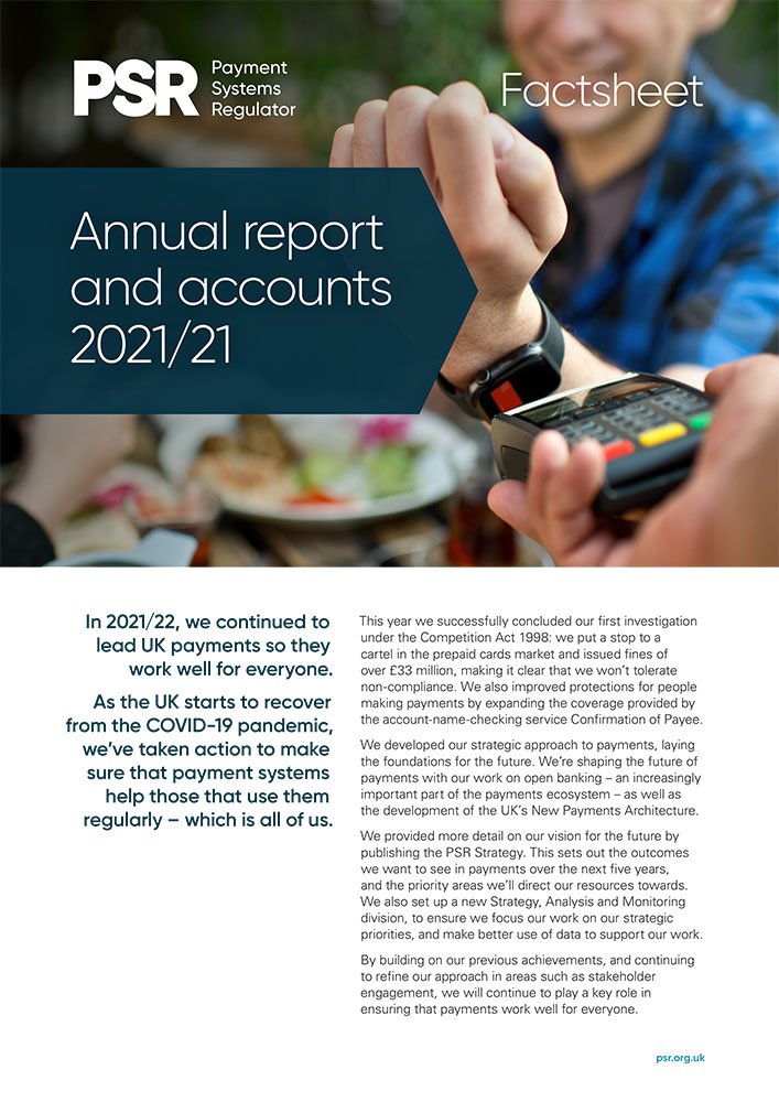 PSR Annual Report And Accounts 21 22 Factsheet